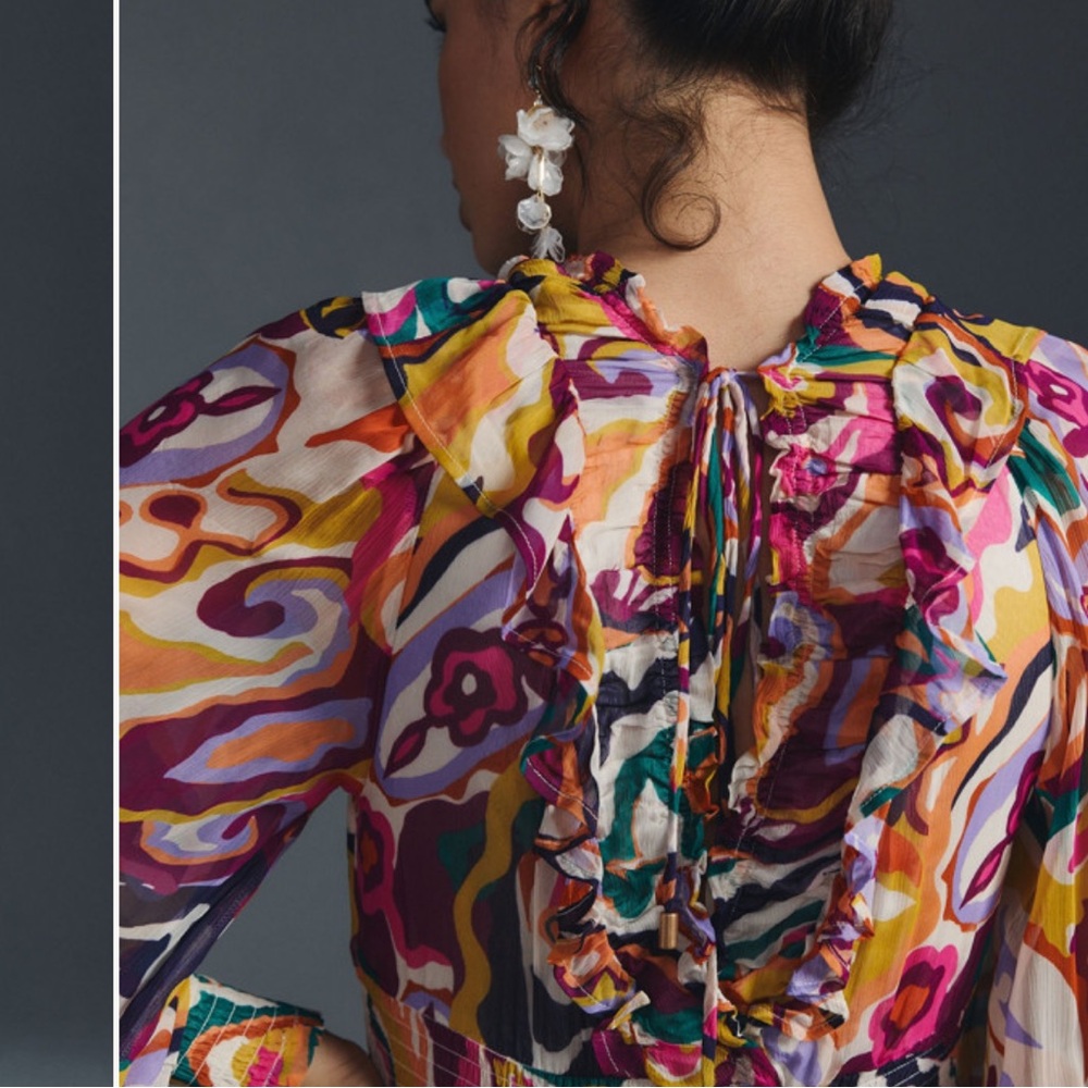 Anthropologie Multicolor Floral Midi Dress - Picture 2 of 10